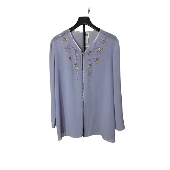 R&M Richards Jackets & Blazers - R&M Richards Karen Kwong Lavender Beaded Sheer Evening Jacket Size 16 Formal